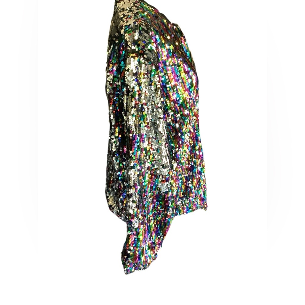 Multicolor Sequin Bomber Jacket B37 - image 5